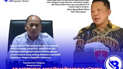 Jaksa Agung Muda Pidana Khusus (JAM Pidsus) Febri Adriansyah mengundurkan diri dari jabatannya. Pengumuman itu disampaikan Kepala Pusat Penerangan Hukum Kejagung Anang Supriatna dalam keterangan resminya, Sabtu (11/7/2026).