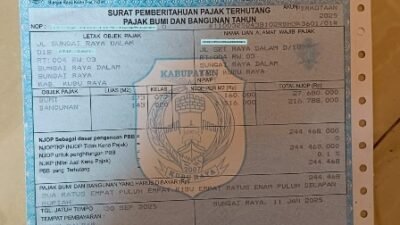 30 September Jatuh Tempo Pembayaran PBB-P2. Terlambat Bayar Denda 1 Persen