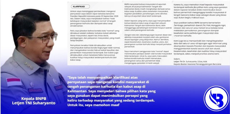 Kepala BNPB Minta Maaf