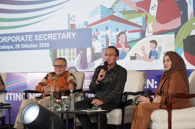 Corporate Secretary PT Pertamina, Arya Dwi Paramita saat diskusi Panel 6 Indonesia Digital Media Conference (IDMC) 2026 bertajuk “Bagaimana Membangun Keterpercayaan Media Siber di Zaman Ketidakpastian”, Kamis (29/10/2026). Foto:ist/berkatnewstv